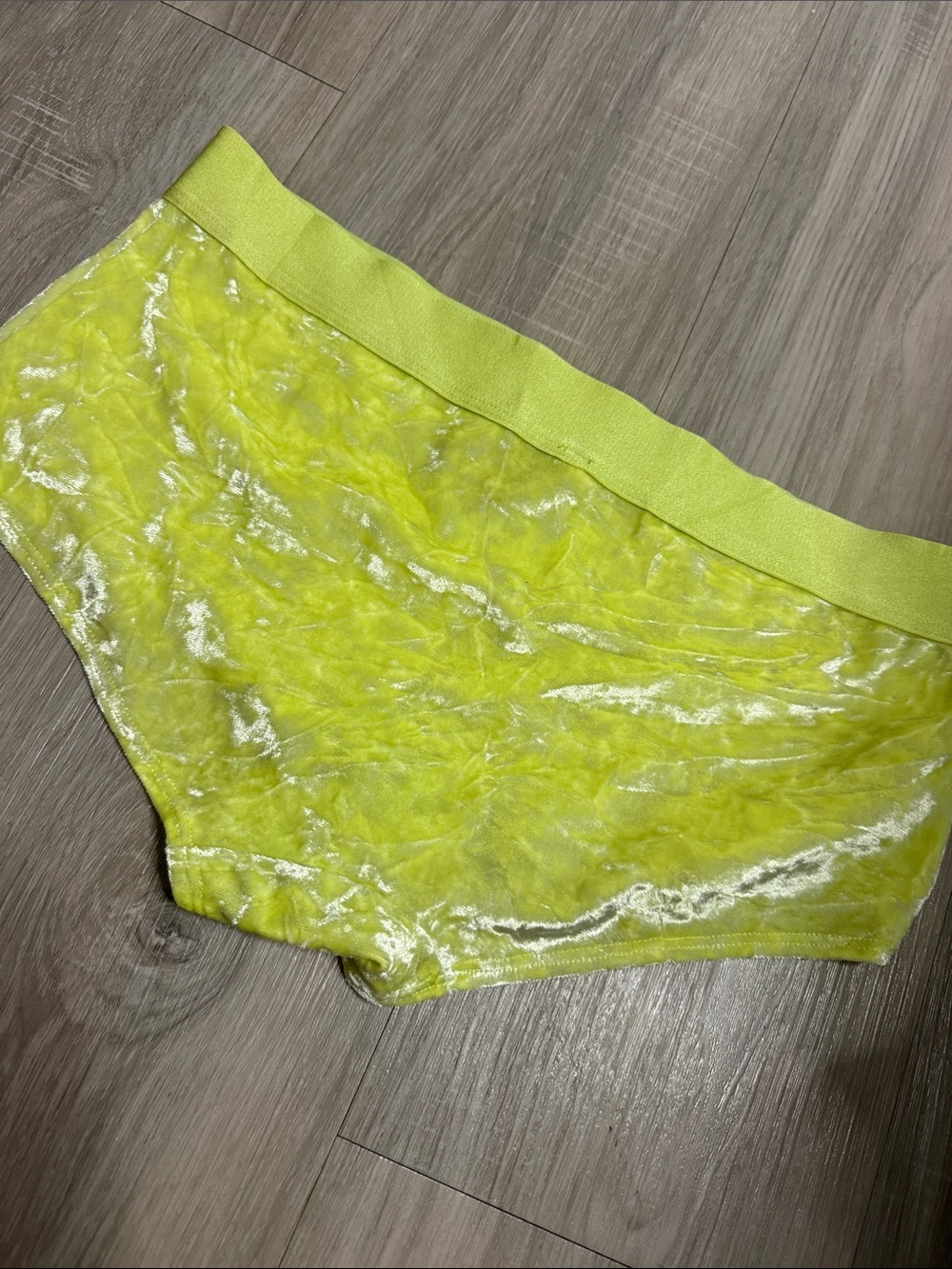 PINK Victoria's Secret Sheer Velvet Boyshorts - Neon Lime - Picture 2 of 5